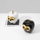 GobekUsa Golden Apple Sculpture: Abstract Ceramic Handicraft Simulated Fruit Figurine Home Decor.