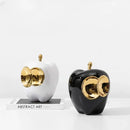 GobekUsa Golden Apple Sculpture: Abstract Ceramic Handicraft Simulated Fruit Figurine Home Decor.