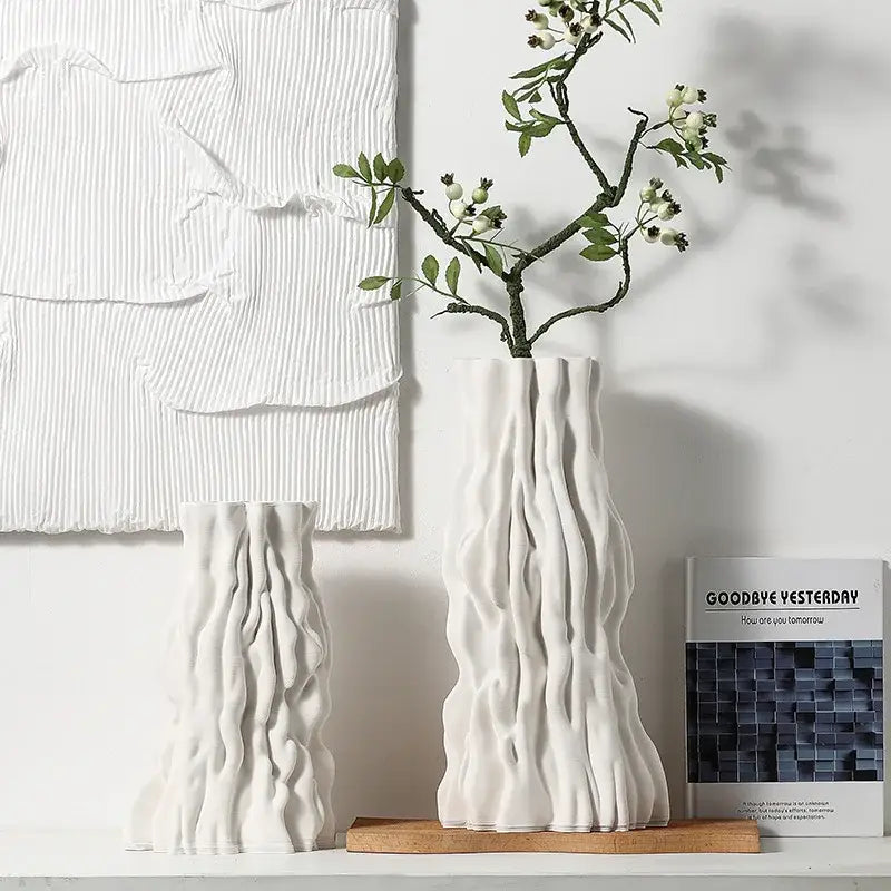 GobekUsa Abstract Irregular Trunk Fold Ceramic Vase for Home Decor