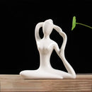 Abstract white porcelain yoga figure living room decor sculpture by Decorbites