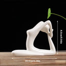 Abstract white porcelain yoga figure living room decor sculpture by Decorbites