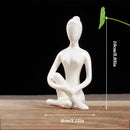 Abstract white porcelain yoga figure living room decor sculpture by Decorbites