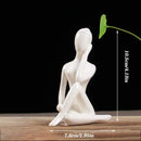 Abstract white porcelain yoga figure living room decor sculpture by Decorbites