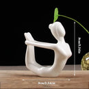 Abstract white porcelain yoga figure living room decor sculpture by Decorbites