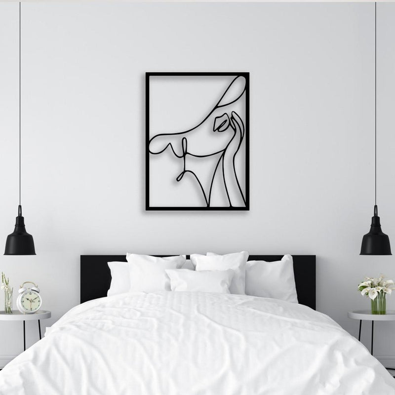 Abstract Woman With Hat Metal Decor