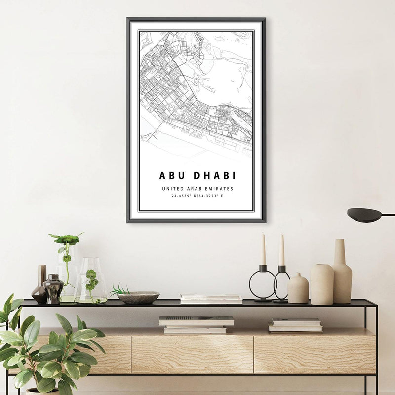 Abu Dhabi White Map Canvas