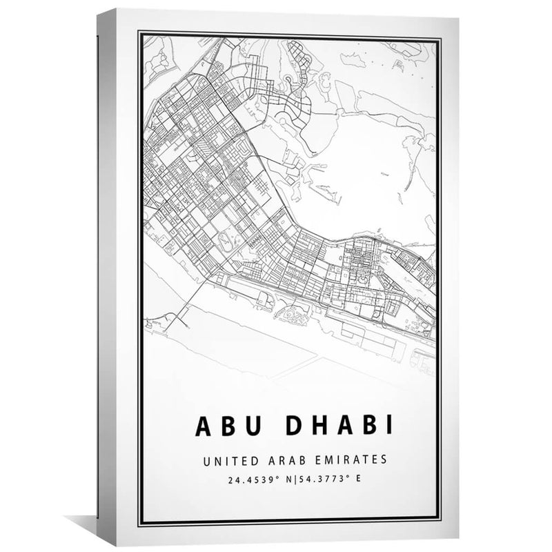 Abu Dhabi White Map Canvas