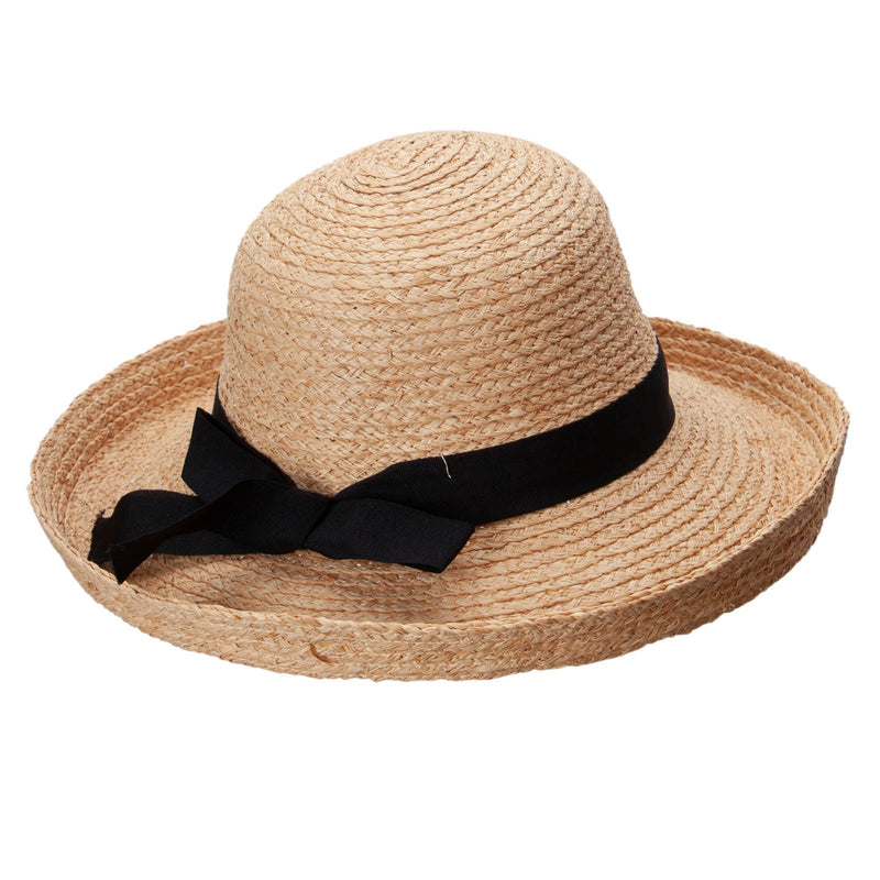 Raffia Fine Braid Black Ribbon Band Hat