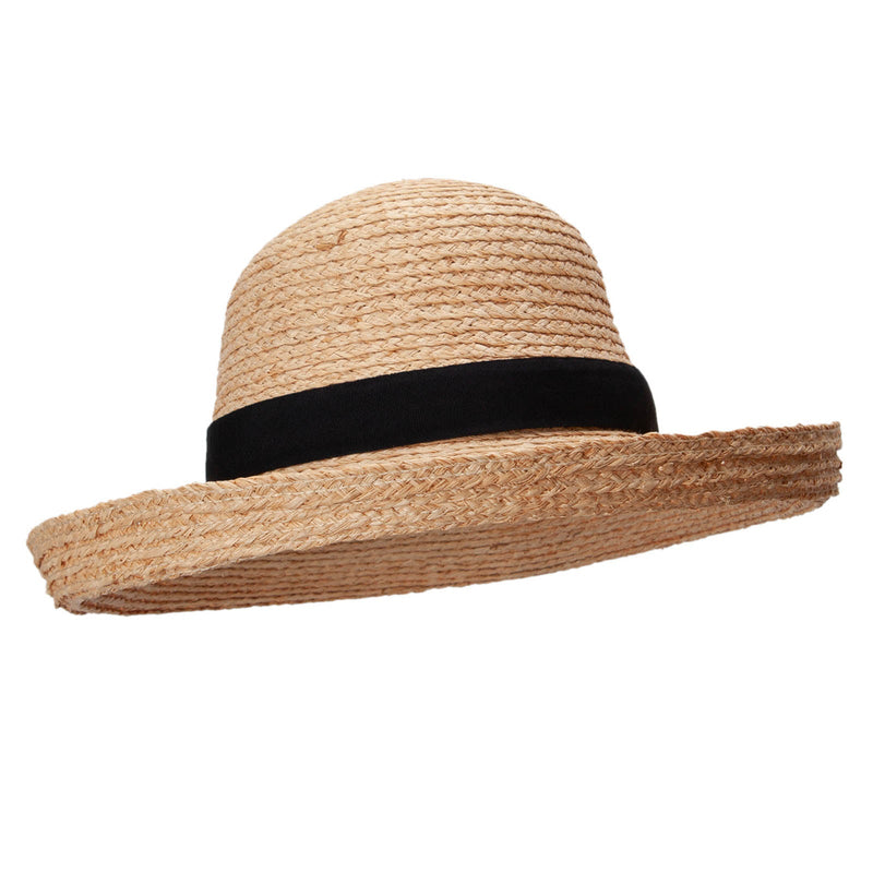 Raffia Fine Braid Black Ribbon Band Hat