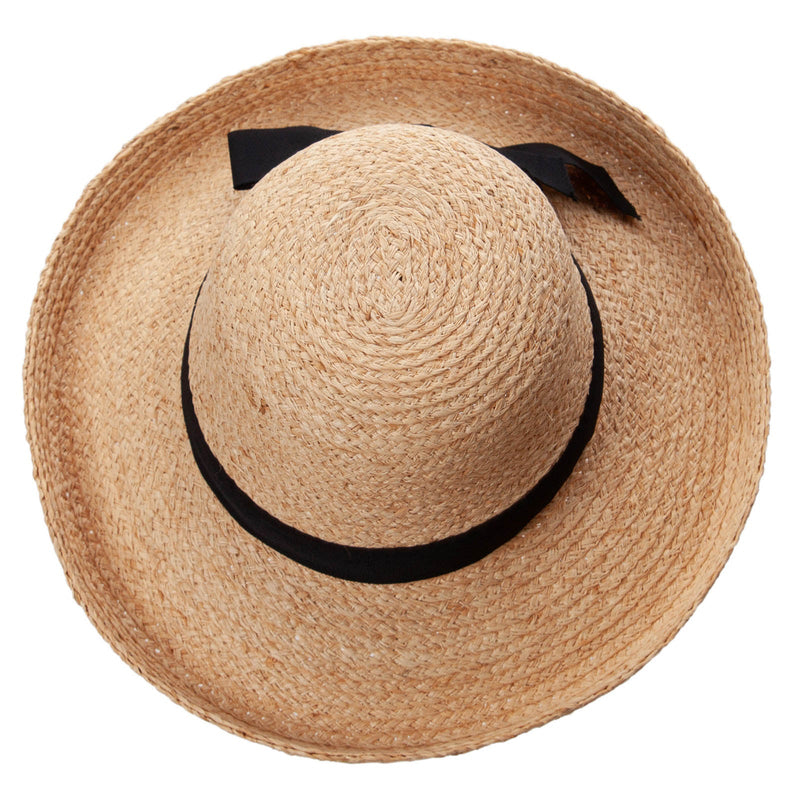 Raffia Fine Braid Black Ribbon Band Hat