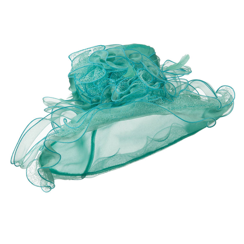 Feather and Lace Accent Organza Hat