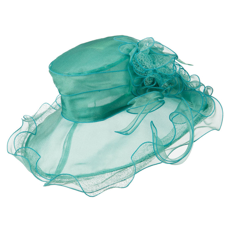 Feather and Lace Accent Organza Hat
