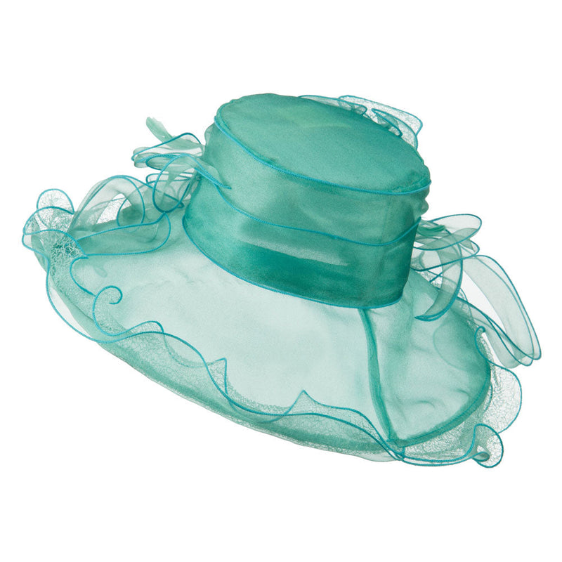 Feather and Lace Accent Organza Hat