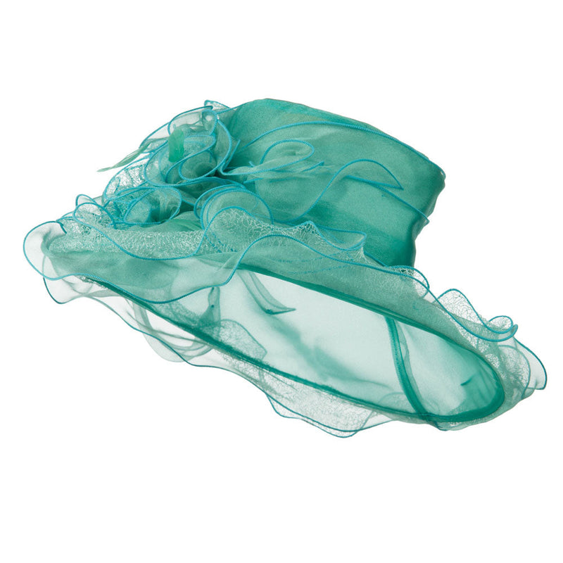 Feather and Lace Accent Organza Hat