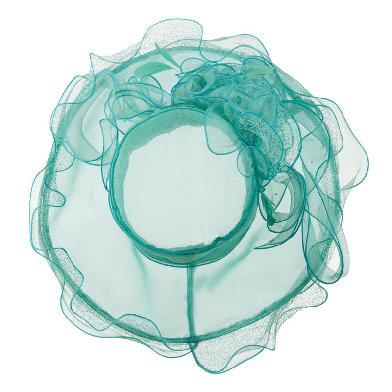 Feather and Lace Accent Organza Hat