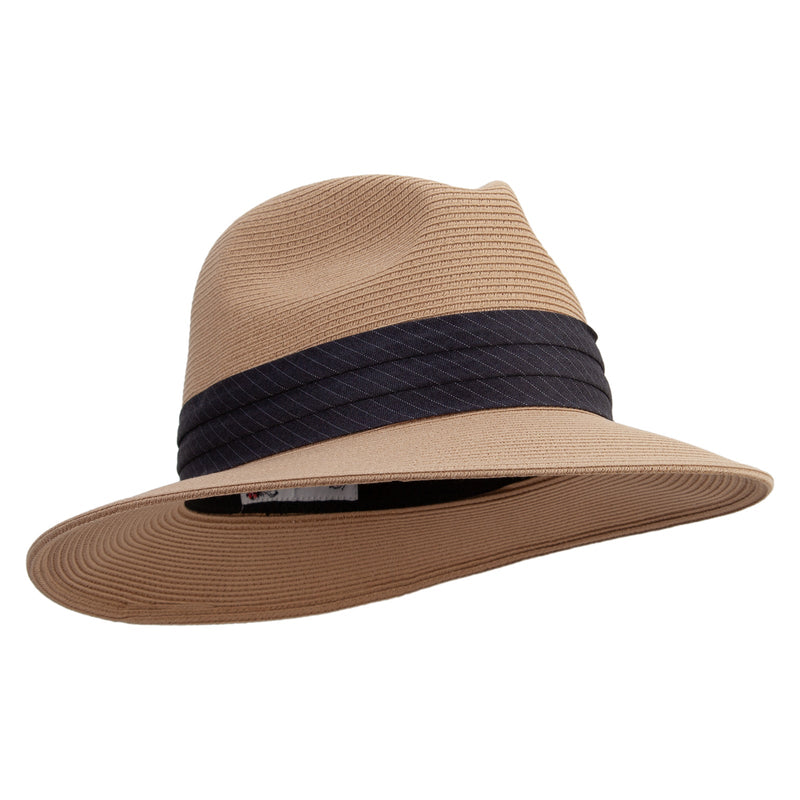 Washable Panama Hat with Stripe Band