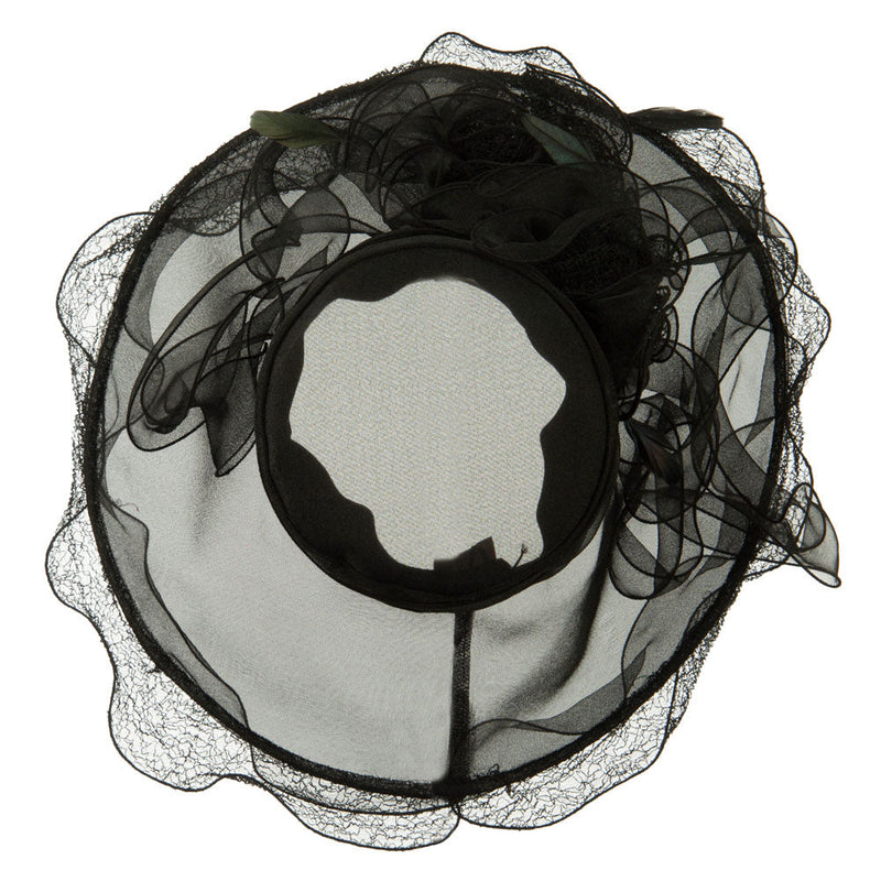 Feather and Lace Accent Organza Hat