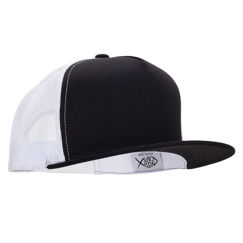 Big Size 5 Panels Mesh Flat Bill Snapback