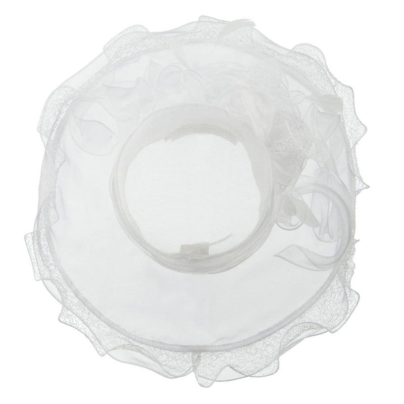 Feather and Lace Accent Organza Hat