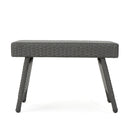 Outdoor Wicker Table With Rectangular Tabletop - Gray