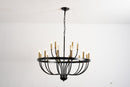 15-Light Industrial Iron Candle Chandelier Modern Farmhouse Pendant Light