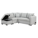 82.6" L-shaped Sectional Pull Out Sofa Bed Sleeper Sofa with Two USB Ports, Two Power Sockets and a Movable Storage Ottoman, Gray