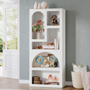 Geometric Arched 5 Shelf Art Display Bookcase For Living Room - White