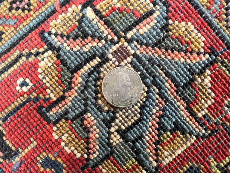 Persian Sarouk Rug 8x12, Wool Hand Knotted Antique Carpet, Floral Medallion, Cream Red, Traditional Oriental Rug