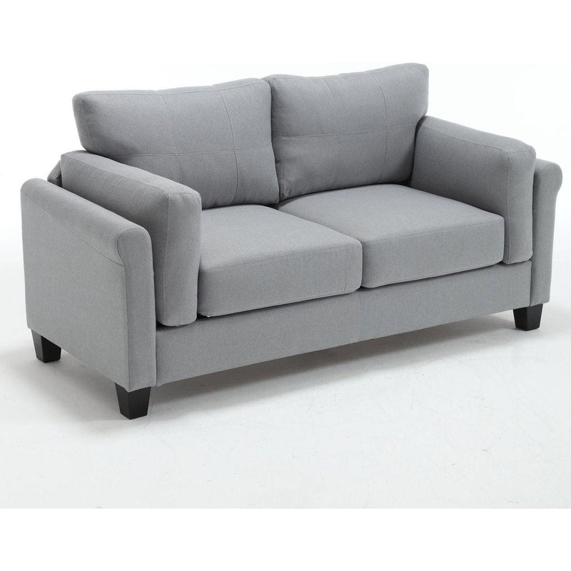 68.5" Modern Style Button Tufted Linen Upholstered Loveseat Sofa, Two Seat Sofa Couch, Living Room Sofa for Home or Office, Gray