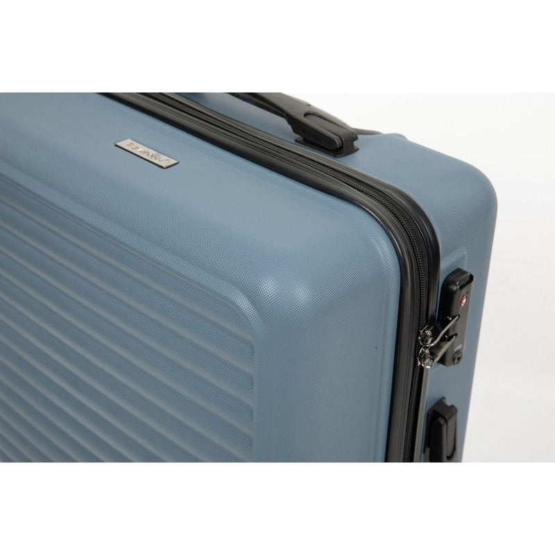 3 Piece Luggage Sets ABS Lightweight Suitcase with Two Hooks, Spinner Wheels, TSA Lock, (20/24/28) Blue