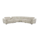 Dayana - Boucle Power Recliner Sectional Sofa For 5 People With Cupholder Console Adjustable Headrest - Beige