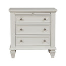 Cottage 3 Drawer Nightstand With Pull Out Tray - Cream White