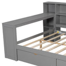 Platform Bed With Storage Shelves, Drawers, Charging Station, LED, Desk by HouseOfZazla