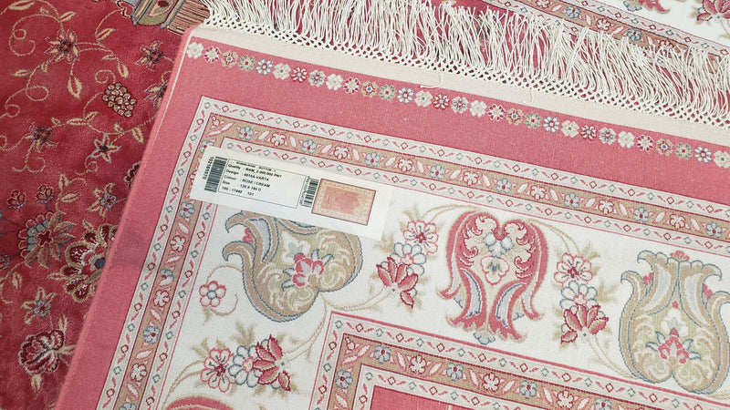 4 x 6 Silk Carpet Red, Traditional Oriental Rug 4x6, Flower Vase Columns, Turkish Rug New, High Quality, Bamboo Silk, Area Rug