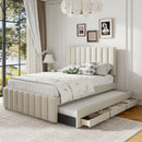 Upholstered Platform Bed With Twin Size Trundle And 3 Drawers by Unique Piece Furniture