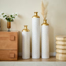 3-Piece Modern Metal Vase Set - White & Gold by HouseOfZazla