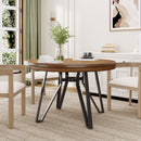 Mid Century Modern Round Dining Table with Metal Legs and Open Shelf by HouseOfZazla