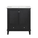 30" Bathroom Vanity With Sink Combo, Multi Functional Bathroom Cabinet With Doors And Drawer - Black