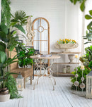 Round Wooden Table With Metal Scrollwork Legs - White Washed by Unique Piece Furniture