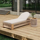Outdoor Rope Chaise Lounge Set with Adjustable Backrest and Teak Look Side Table by HouseOfZazla