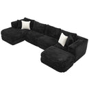 Modular Sectional Sofa, Boneless Couch With 2 Movable Ottomans by HouseOfZazla