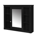 Wall-Mounted Bathroom Storage Cabinet With Mirror, 6 Open Shelves - Black by Unique Piece Furniture