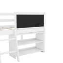 Low Loft Bed With Movable Shelves And Ladder, Decorative Chalkboard Guardrail by HouseOfZazla