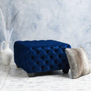 Modern Glam Ottoman with Upholstery and Button Tufted Design