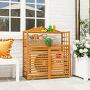Outsunny Wood Air Conditioner Fence, Outdoor Privacy Screen Potting Table with Shelves by HouseOfZazla
