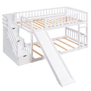 Twin Over Twin Stairway Bunk Bed With Two Drawers And Slide by HouseOfZazla
