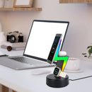 3 In 1 Magsafe Charger Wireless Charging Station Magnetic Charger Dock with 5 RGB Light Modes for IOS Phone 12-15 Airpods iWatches