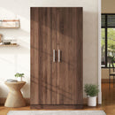 2 Door Wooden Wardrobe Armoire With 3 Storage Shelves - Brown by HouseOfZazla