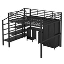 Full Size Loft Bed With Desk Set And Wardrobe - Black by HouseOfZazla