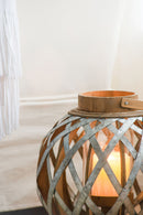 Decorative Lantern With Handle, Wooden Lantern For Indoor Outdoor, Home Garden, Wedding - Silver